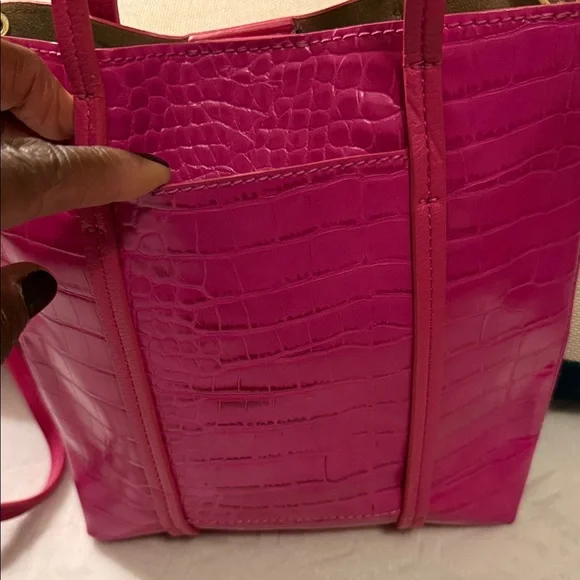 Elizabeth and James Fuchsia Croc-Embossed Tote - Picture 4 of 11